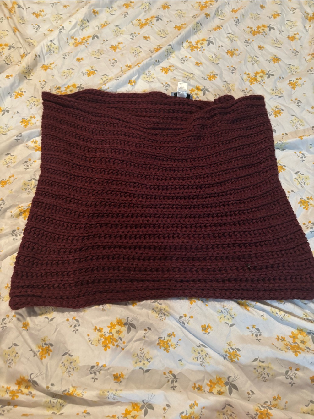 Halston Heritage Off-the-Shoulder Chunky Knit Sweater in Burgundy